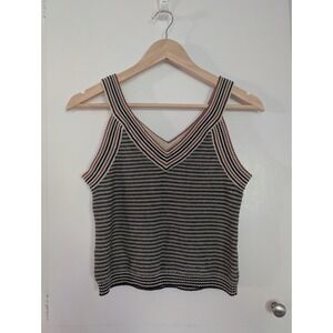 BP Knit Striped V Neck‎ Tank Top Festival Soft Cropped Cottage Womens M